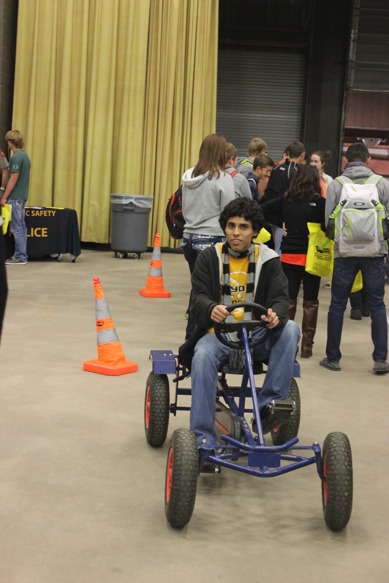 Student tests out interactive bike.